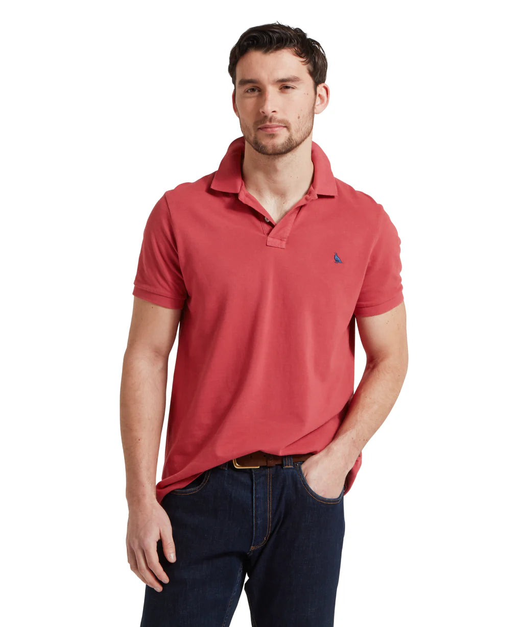 St Ives Garment Dyed Polo Shirt - Red