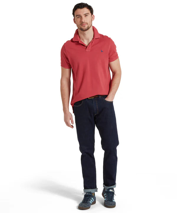 St Ives Garment Dyed Polo Shirt - Red