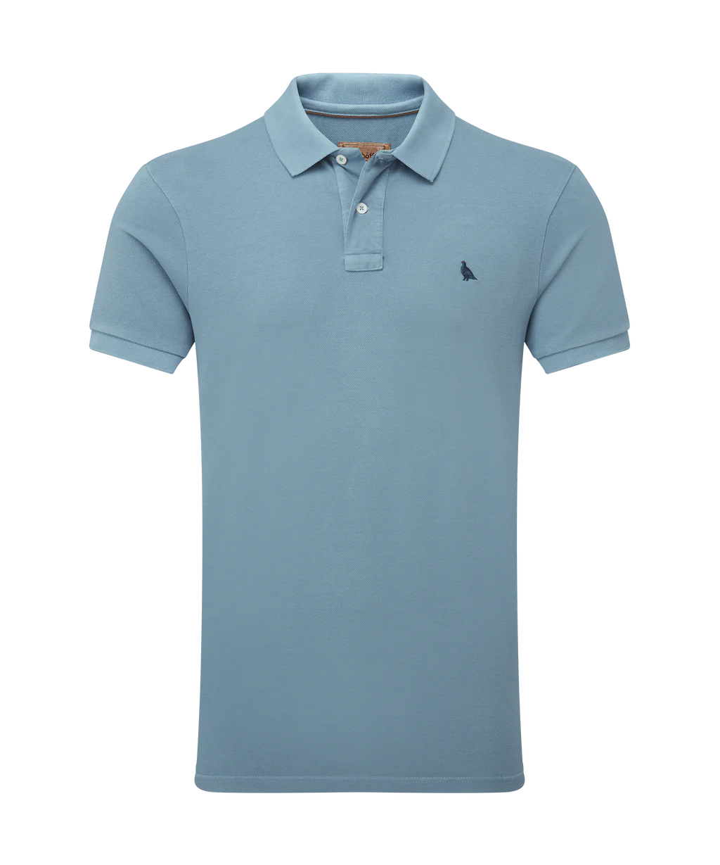 St Ives Garment Dyed Polo Shirt - Dark Pigeon Blue