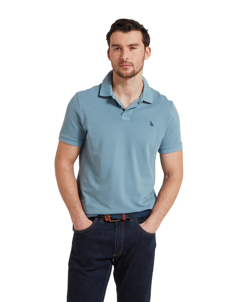 St Ives Garment Dyed Polo Shirt - Dark Pigeon Blue