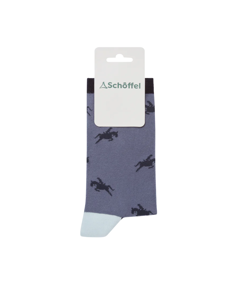 Schoffel Ladies Single Cotton Sock - Navy Horse