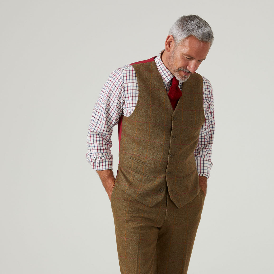Alan Paine Combrook Mens Lined-Back Waistcoat - Hawthorn