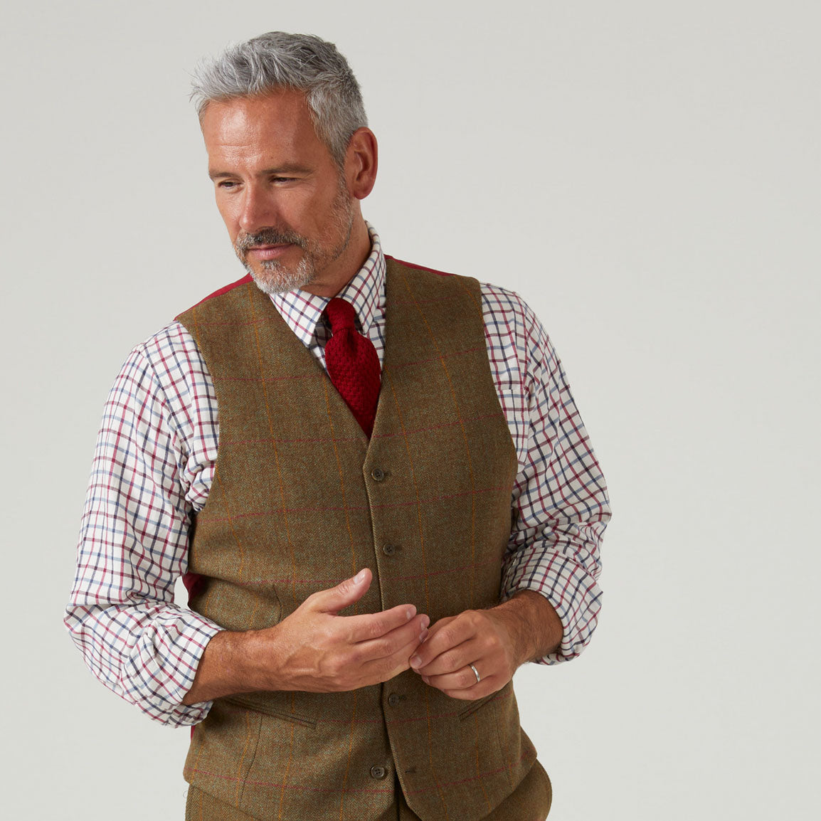 Alan Paine Combrook Mens Lined-Back Waistcoat - Hawthorn