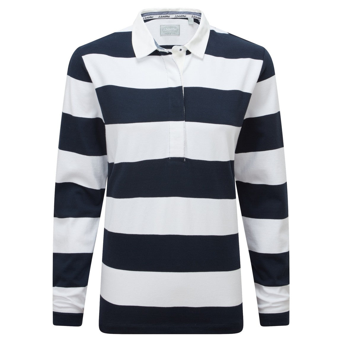 Schoffel Ladies St Mawgan Rugby Shirt - Navy/White Stripe