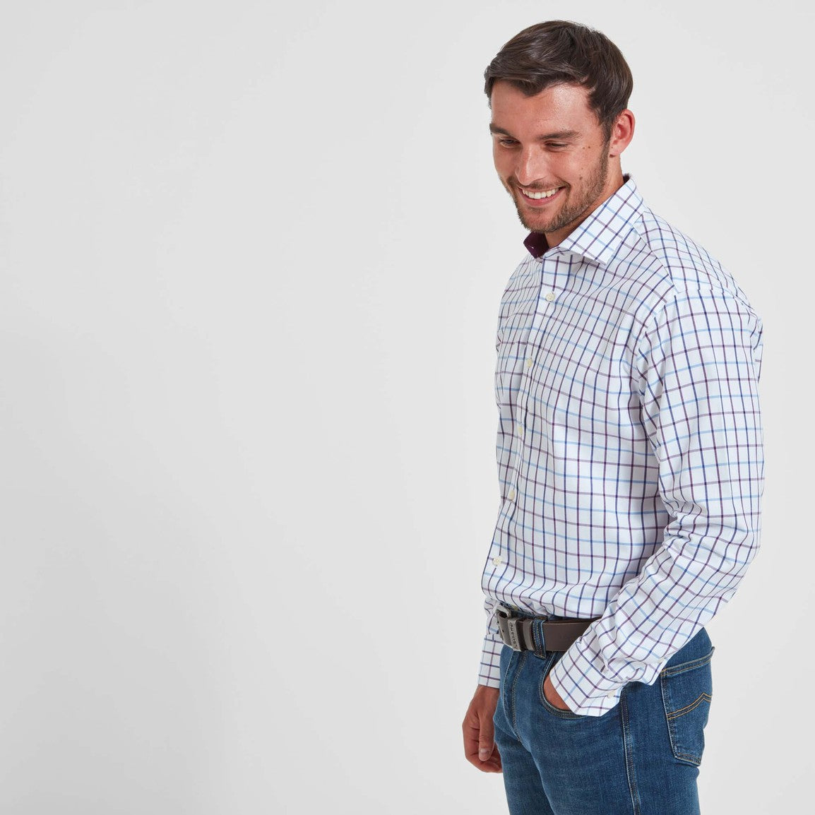Schoffel Mens Baconsthorpe Tailored Shirt - Purple/Blue Check