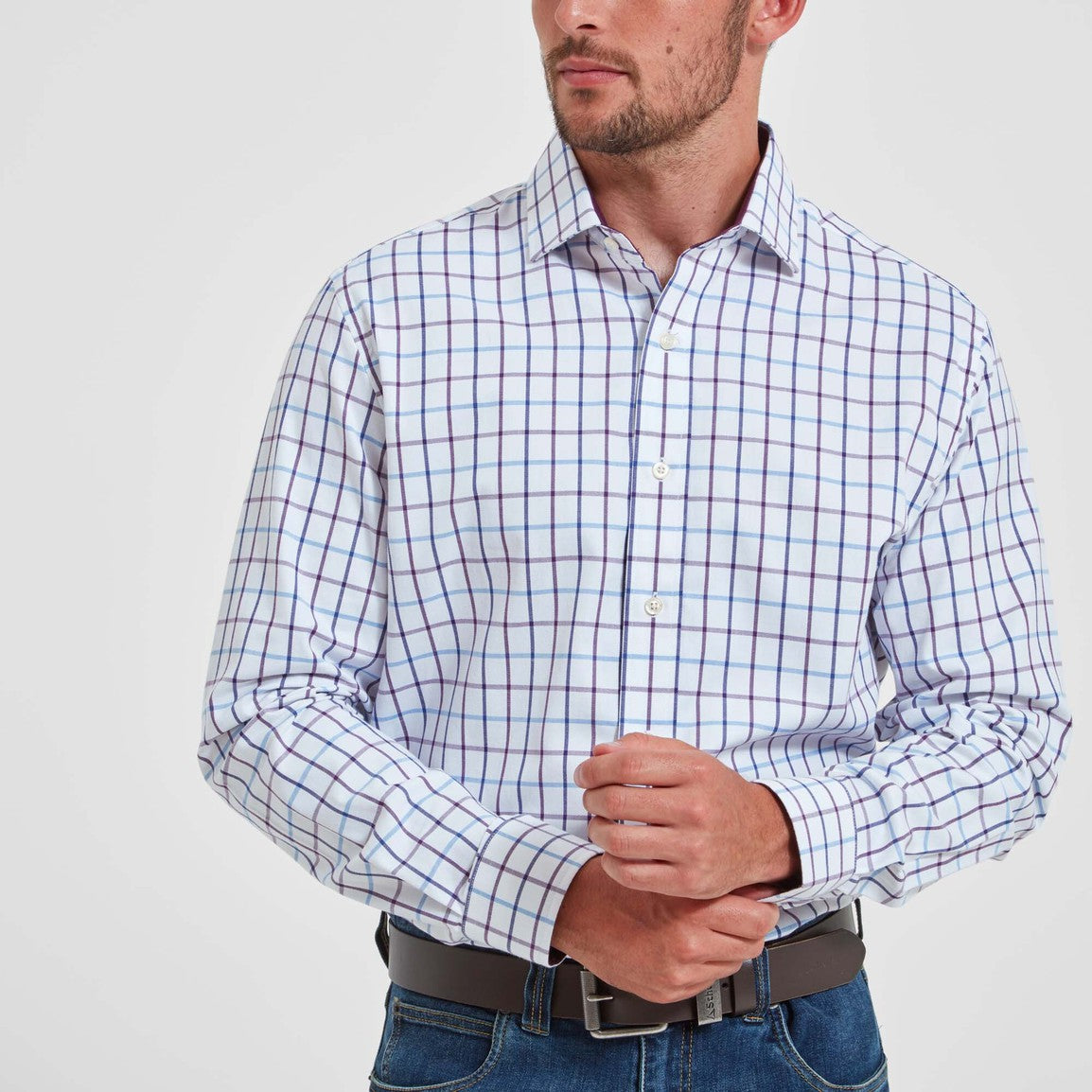 Schoffel Mens Baconsthorpe Tailored Shirt - Purple/Blue Check