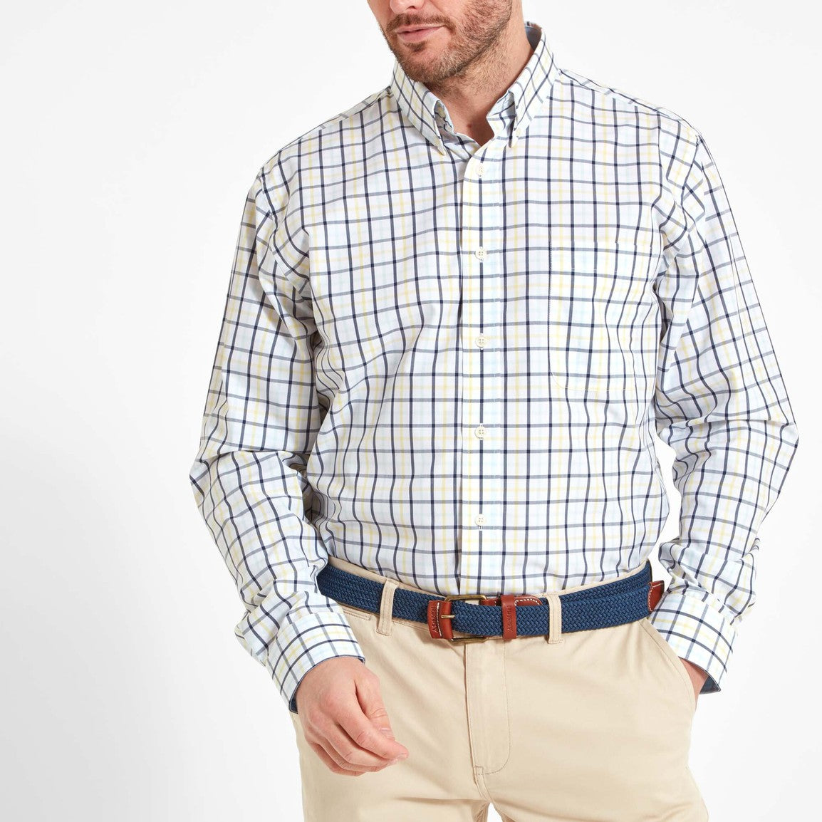 Schoffel Mens Holkham Classic Shirt - Pale Blue/Lemon/Navy