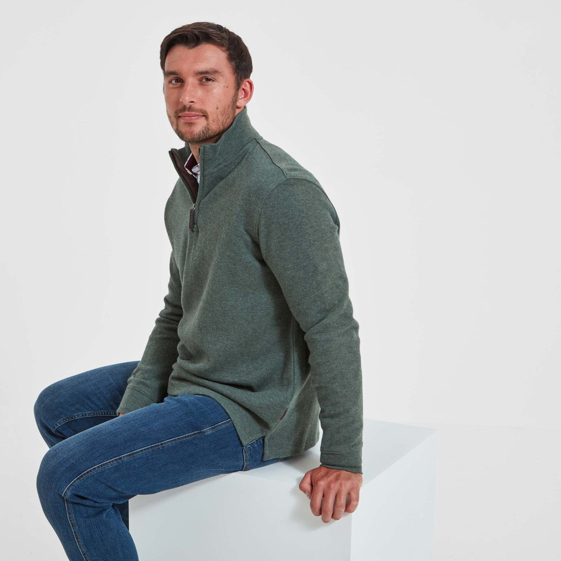 Schoffel Mens Kingsbridge Cotton French 1/4 Zip - Country Green
