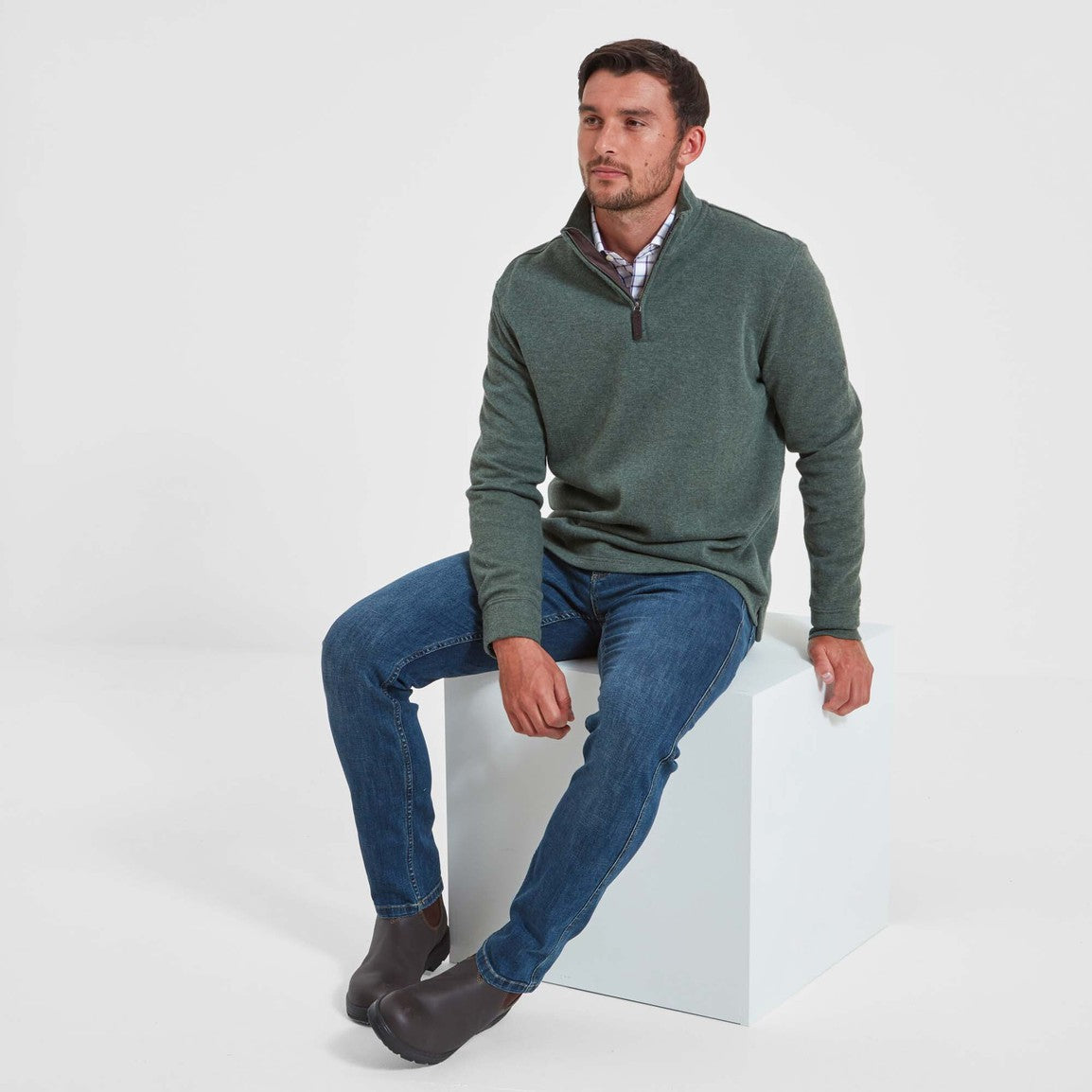 Schoffel Mens Kingsbridge Cotton French 1/4 Zip - Country Green
