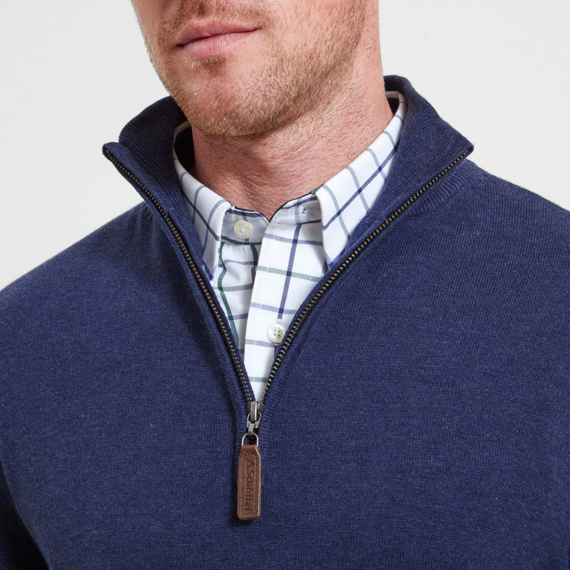Schoffel Mens Pima Cotton 1/4 Zip - French Navy