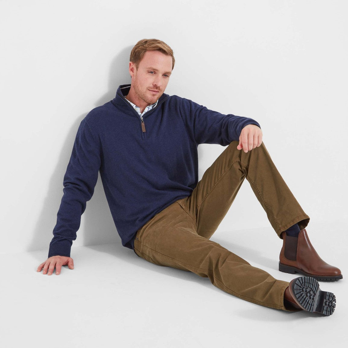 Schoffel Mens Pima Cotton 1/4 Zip - French Navy