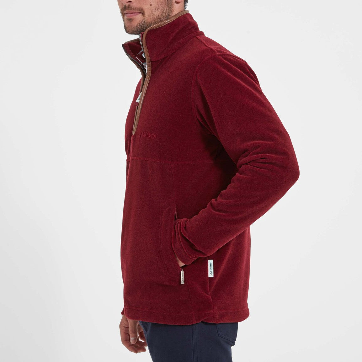 Schoffel Mens Berkeley 1/4 Zip Fleece - Claret