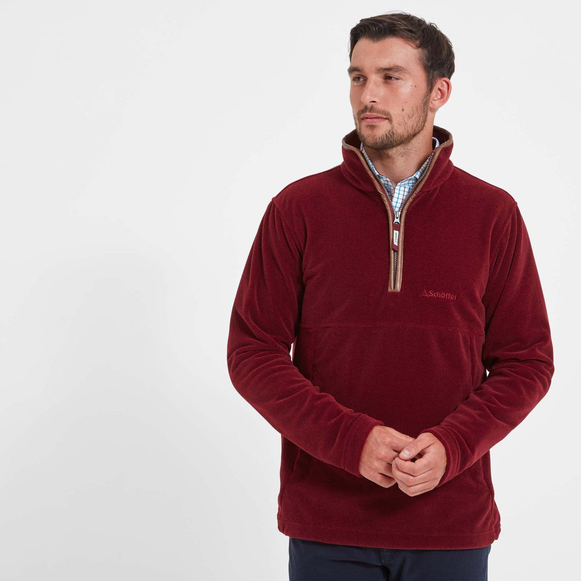 Schoffel Mens Berkeley 1/4 Zip Fleece - Claret