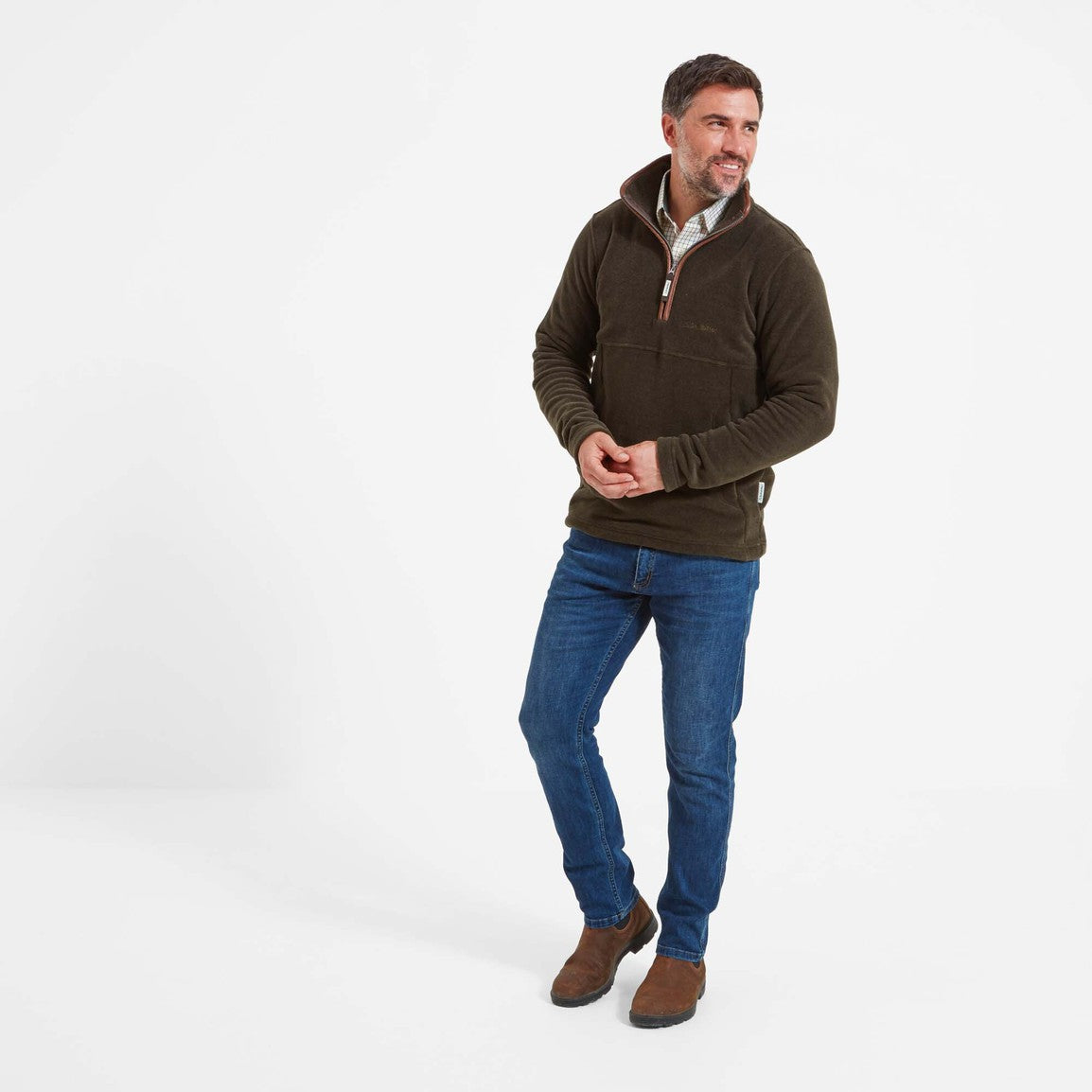 Schoffel Mens Berkeley 1/4 Zip Fleece - Dark Olive