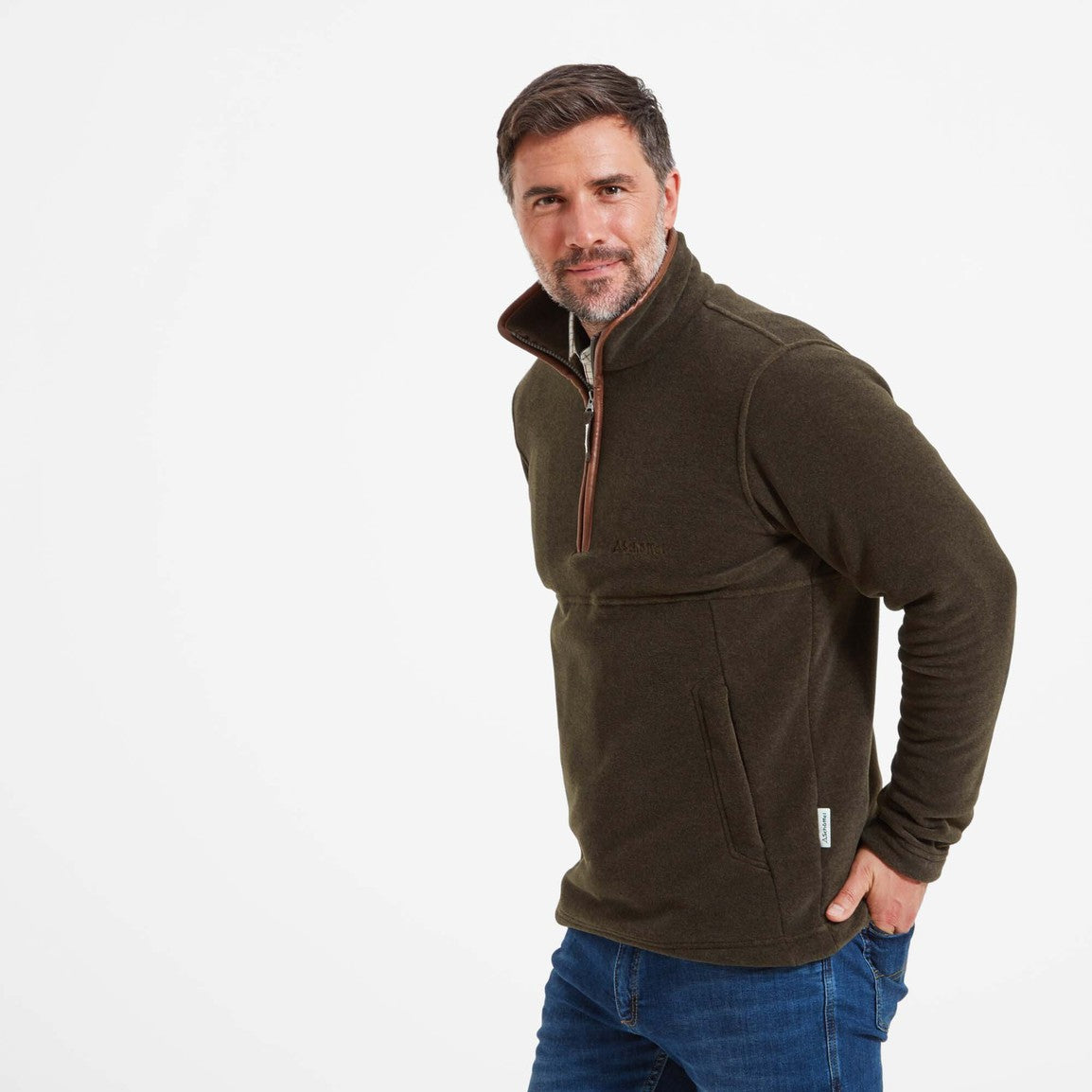 Schoffel Mens Berkeley 1/4 Zip Fleece - Dark Olive