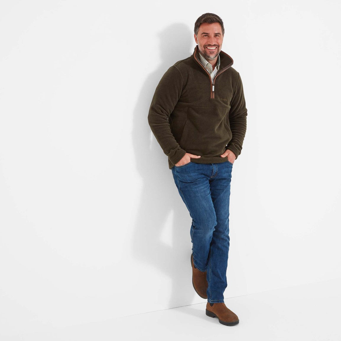 Schoffel Mens Berkeley 1/4 Zip Fleece - Dark Olive