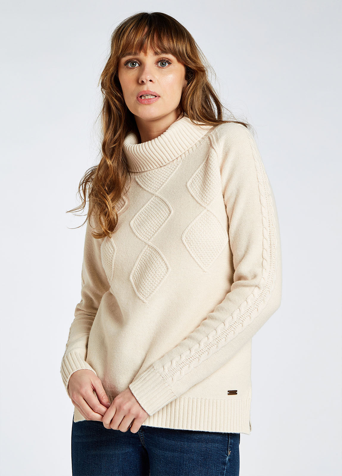 Dubarry Womens Belleek Chunky Roll Neck Sweater - Chalk