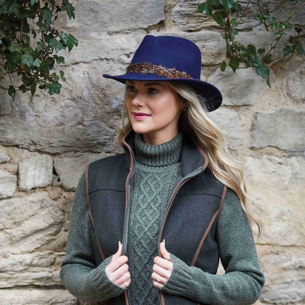 Alan Paine Richmond Ladies Fedora Hat - Blue