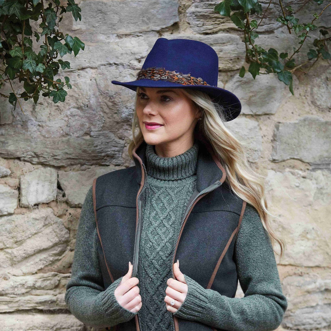 Alan Paine Richmond Ladies Fedora Hat - Blue